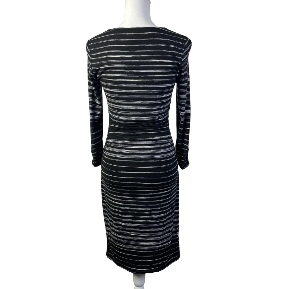 White House Black‎ Market Steampunk Striped Bodycon Sheath Dress Square Neck XS